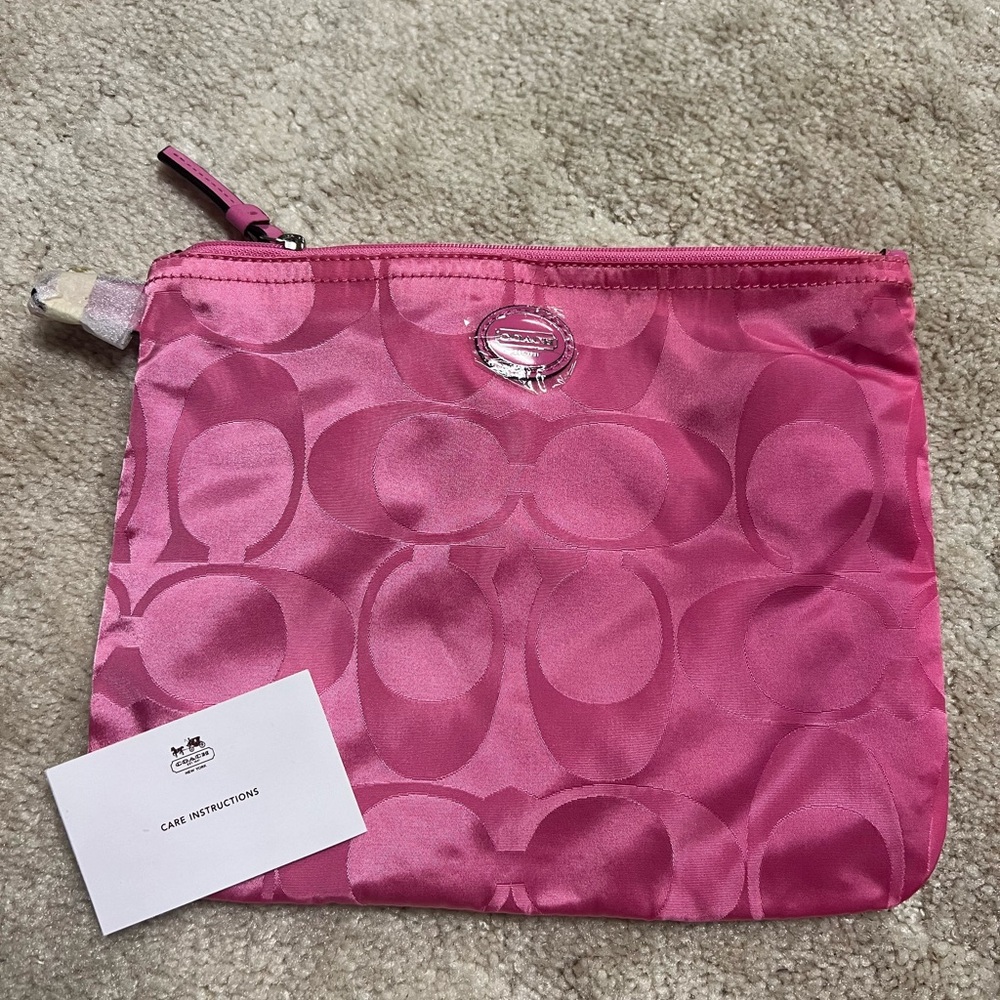 Coach Signature Pink Cosmetic Pouch